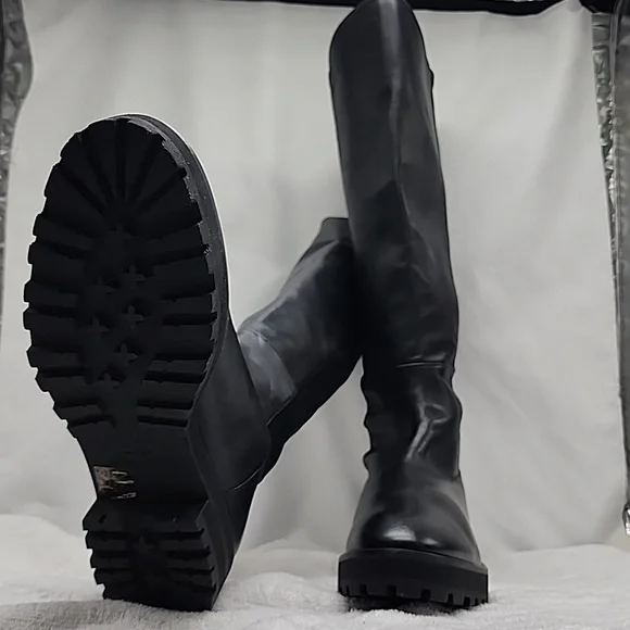 STUART WEITZMAN KNEE HIGH LUG 5050 LEATHER LIFT BLACK AWESOME BOOT LADIES 10 NEW - Picture 16 of 16